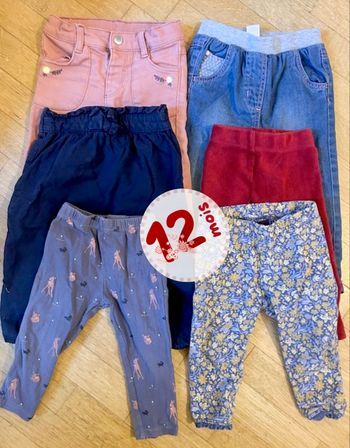 🌸 Lot de 6 Pantalons / Leggings - Fille - 12 mois