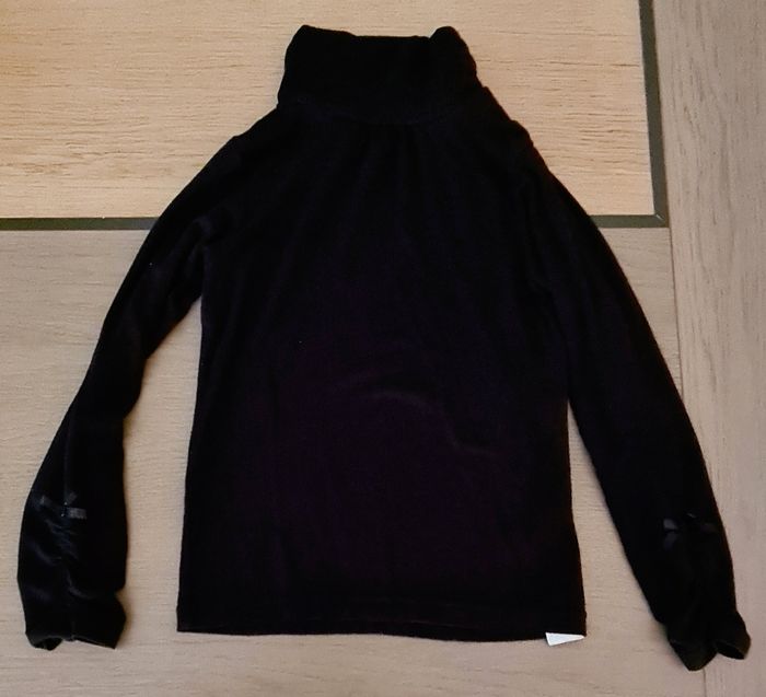 Tee shirt noir manches longues col cheminée orchestra avec nœuds sur les manches 6 ans