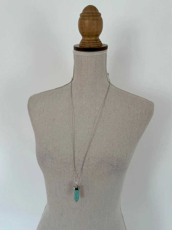 Collier sautoir gris strass boucle d’oreilles Ketting Halskette Necklace Collar Colar Collana bijoux - photo numéro 2