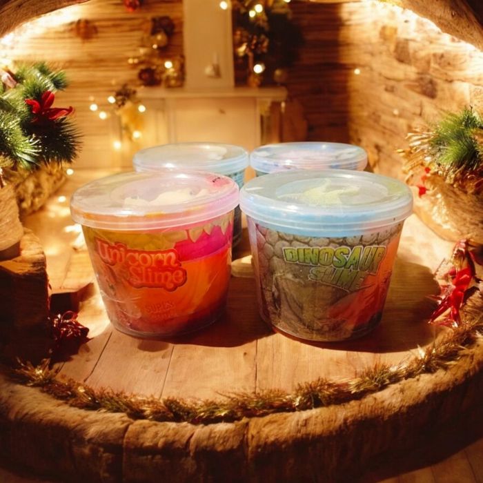 4 pots slime avec jouet