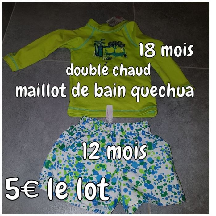 ensemble maillot de bain bébé quechua  le haut doublé chaud en 18 mois