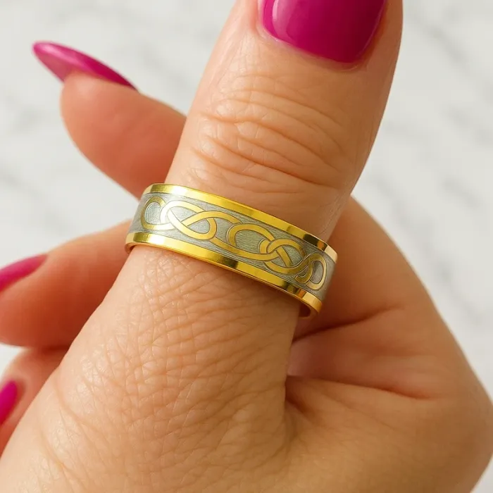 Bague homme celtique doré - taille 12 21,4mm - photo numéro 2