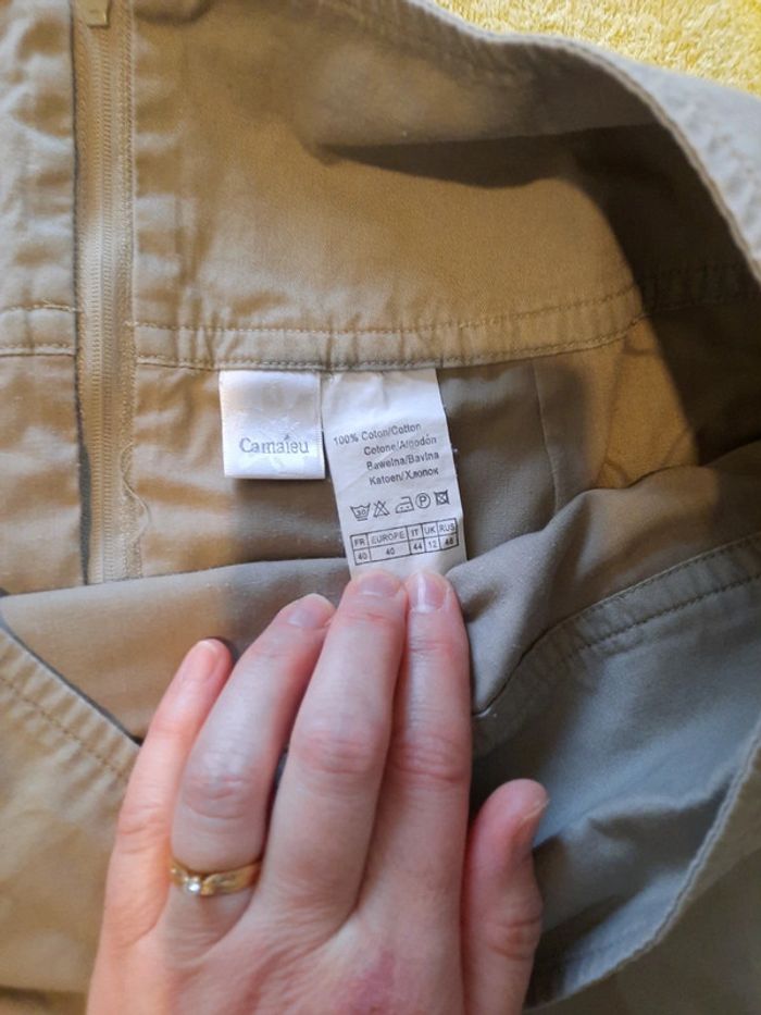 Jupe en coton beige Camaïeu 40 - photo numéro 4