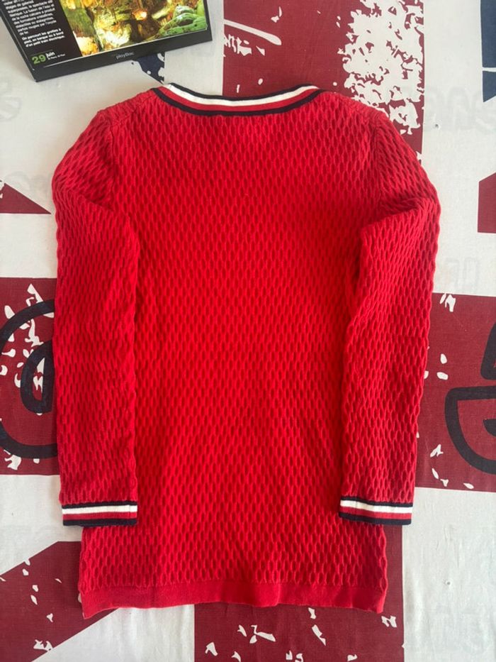 Sweat manche 3/4 Tommy Hilfiger brodé rouge col bleu blanc rouge - photo numéro 9
