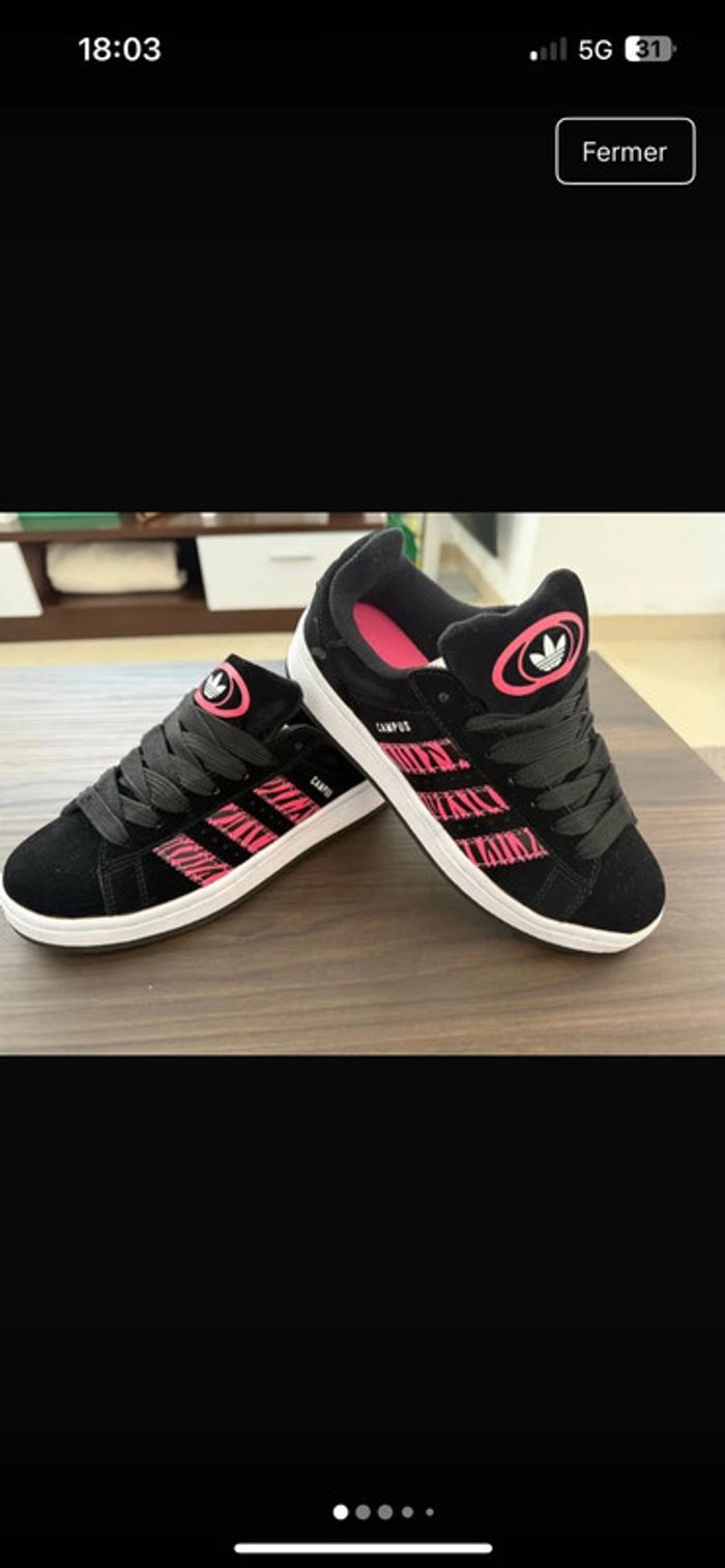 Baskets Adidas campus noires et rose fluo - photo numéro 4