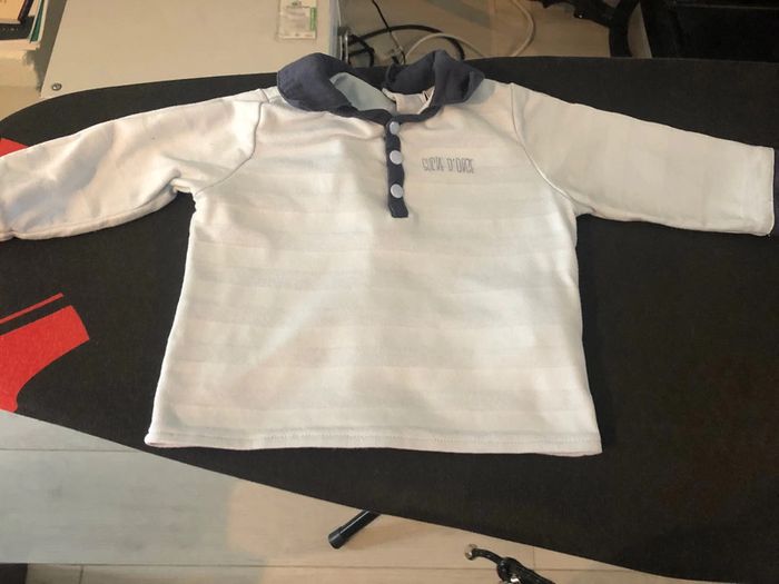 Ensemble sucre d’orge salopette bleue + haut 6 mois - photo numéro 7