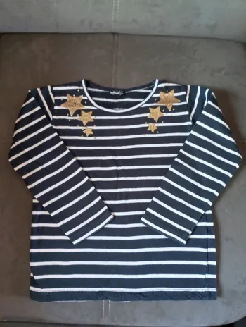 Pull ou chemise manches longues épaisse Fille 8 ans rayures étoiles Influx