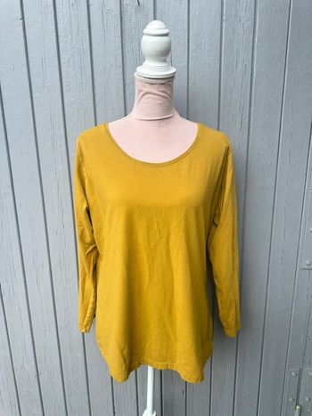T-shirt manches longues basic jaune moutarde 50/5XL