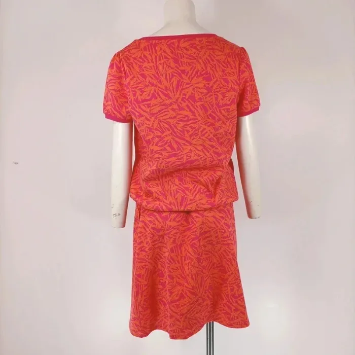 Ensemble Tee-shirt + jupe rose/orange à motif feuillage - Taille M - A309 - photo numéro 4