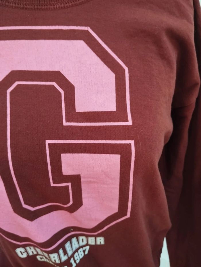 Sweat col rond bordeaux et rose Zeeman 158/164 cm - photo numéro 2