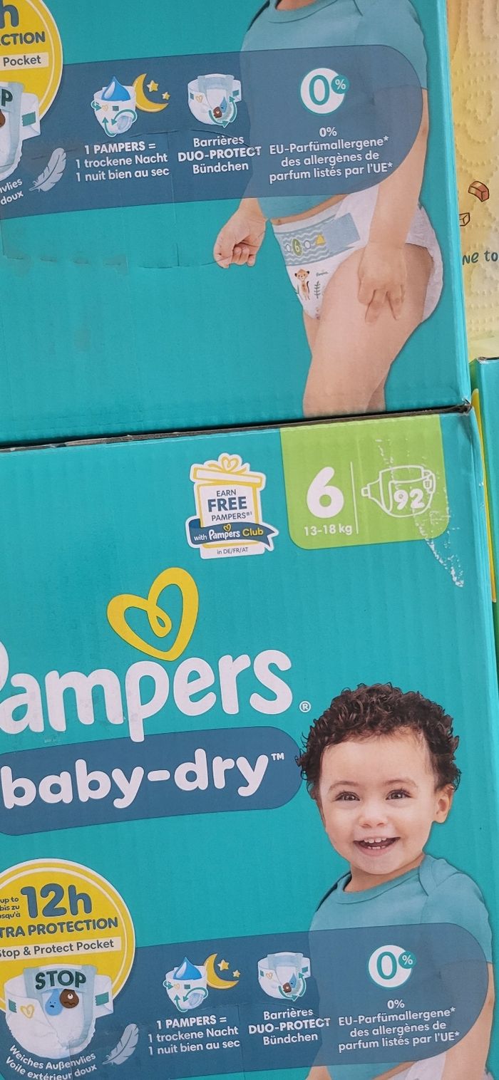 lots 2 cartons pampers baby-dry taille 6 (92+92) - photo numéro 2
