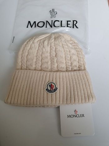 Bonnet Moncler Torsadé Unisexe, Gris Élégant, Revers Côtelé