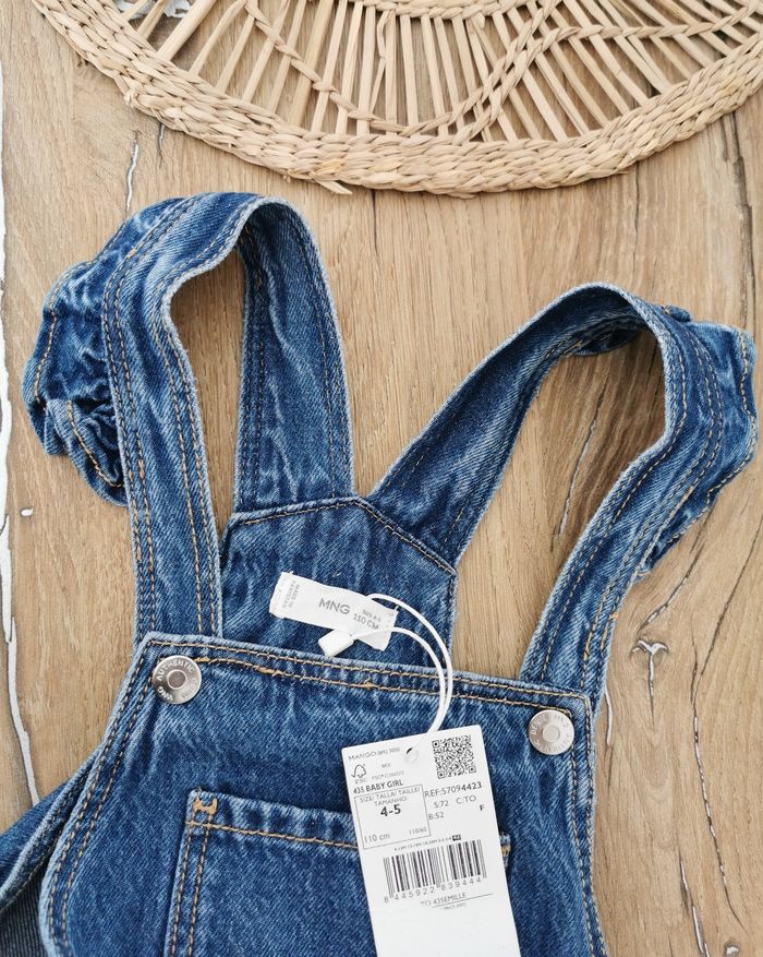 Salopette jean brut tendance à volants Mango 4/5 Ans - photo numéro 2