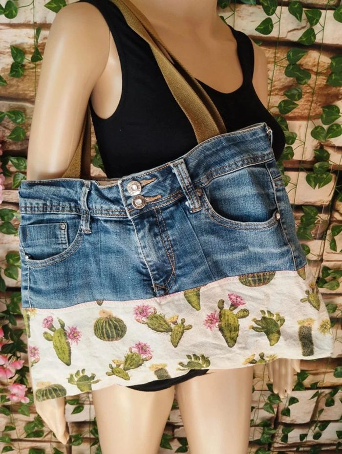 🌵Sac fourre-tout Jeans motif Cactus 🌵