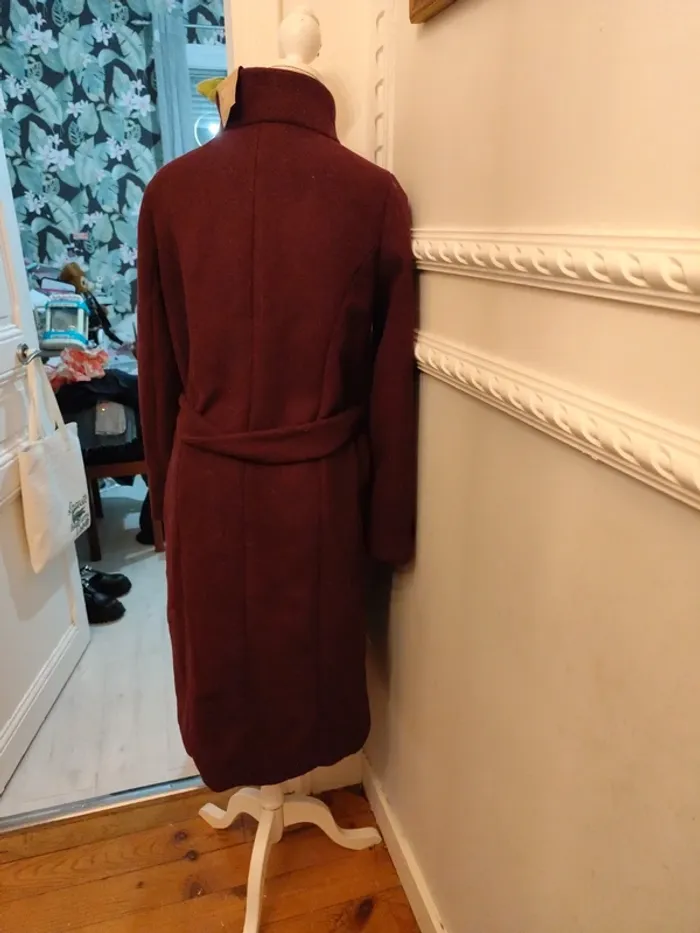 Manteau long laine mélangée Véro Moda bordeaux S - photo numéro 2