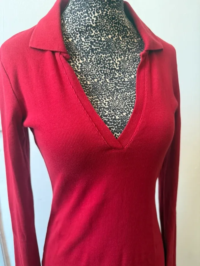 Robe courte rouge Zara col chemise manches longues T.M - photo numéro 2