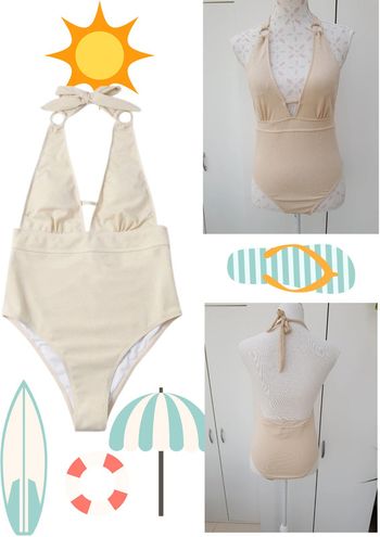 Maillot De Bain Beige Paillettes Brillant Taille M 38