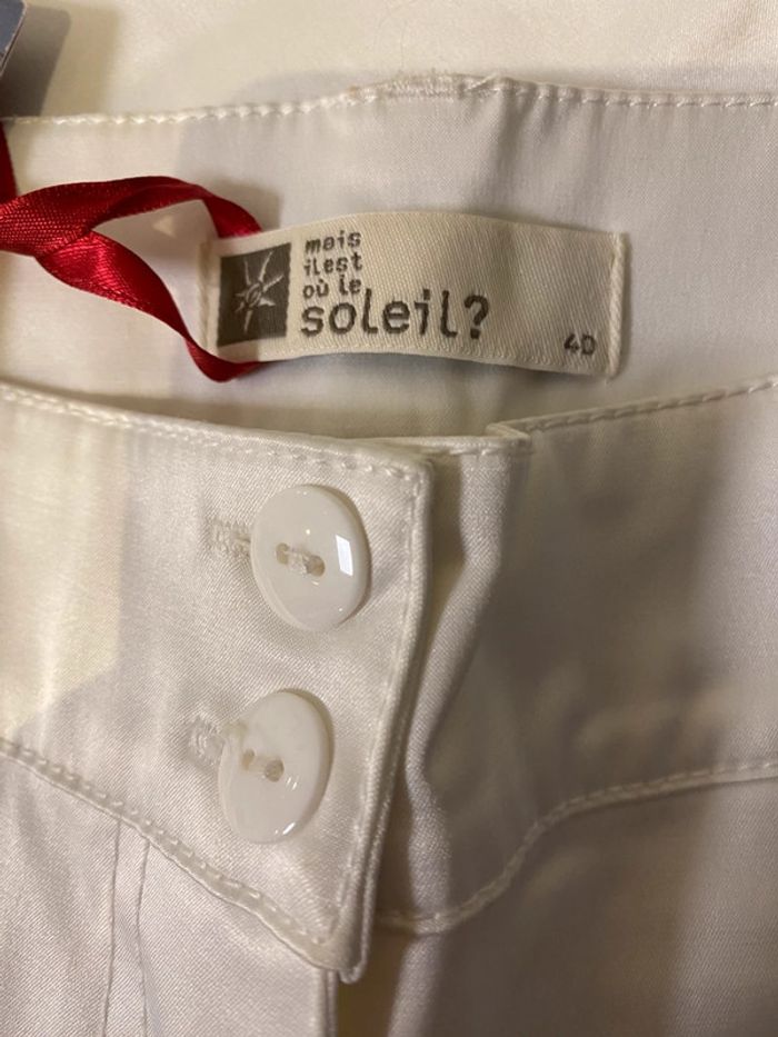 Superbe pantalon neuf blanc effet brillant Mais il est où le soleil taille 40 - photo numéro 4
