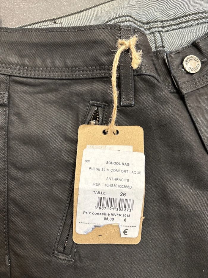 Jeans pour femme school rag pulse slim confort laqué anthracite taille 26 - photo numéro 2