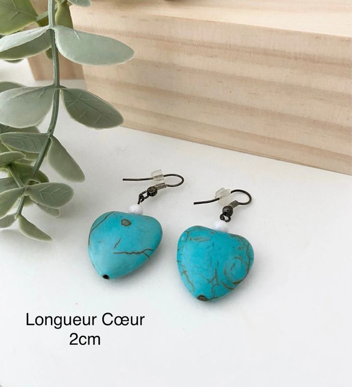 Lot 2 paires boucles d’oreilles - 🩶 argentées bleu rouge 🩵 - photo numéro 3