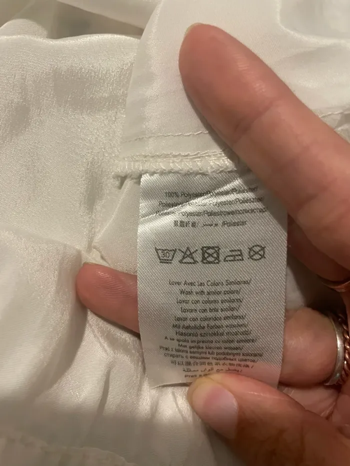 Blouse sans manche débardeur blanc satiné col Claudine à perles argenté K Woman taille 38 - photo numéro 7