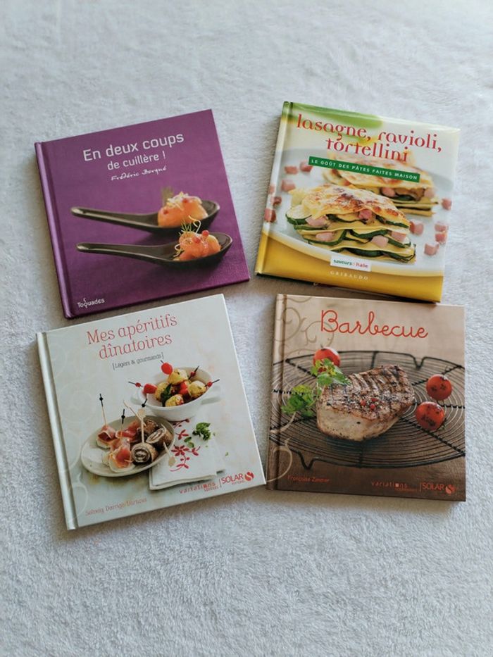 Lot livres recettes barbecue, apéritifs et pasta