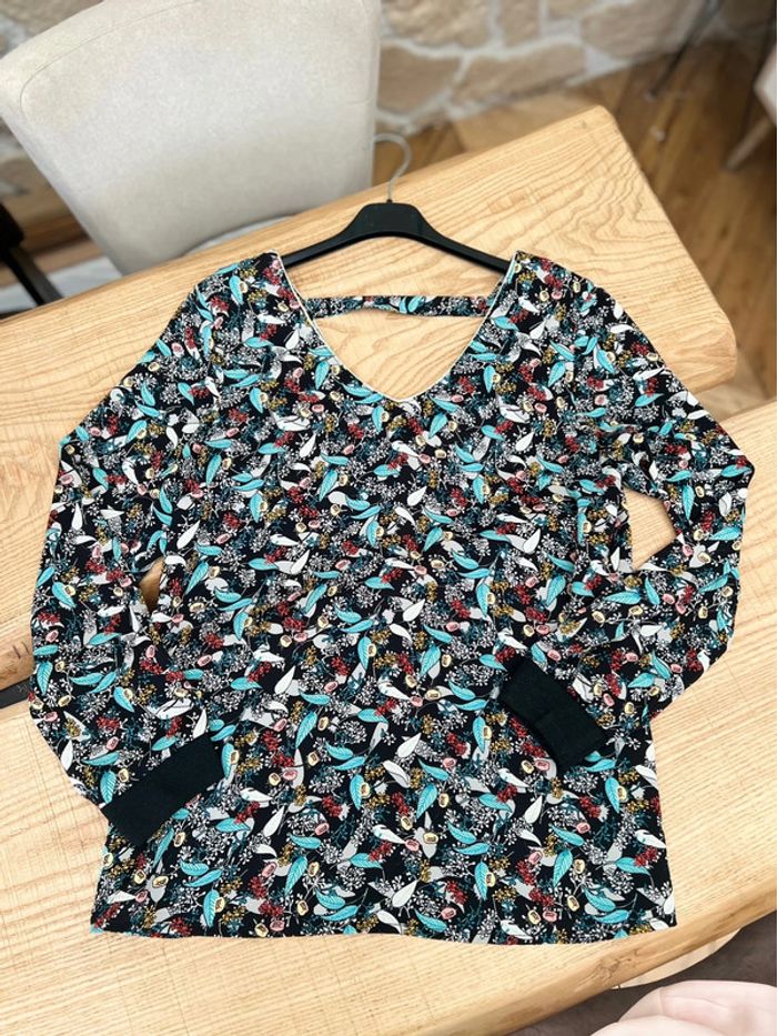 Neuf Blouse tunique by one taille S/M S M 36 38 oiseaux femme automne