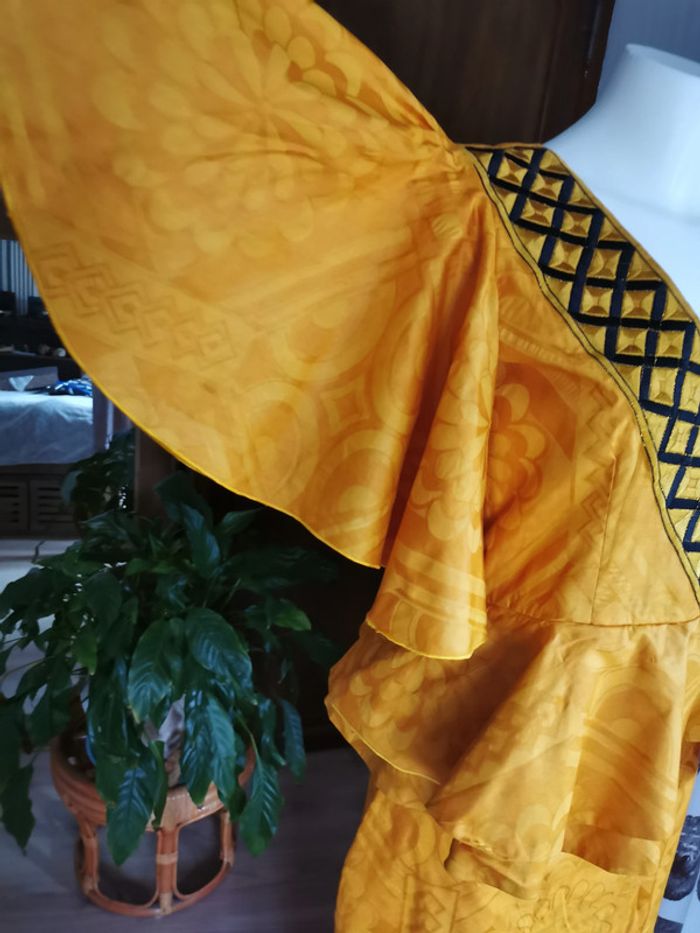 Ensemble jupe et blouse éthnique jaune moutarde pour femme - photo numéro 8