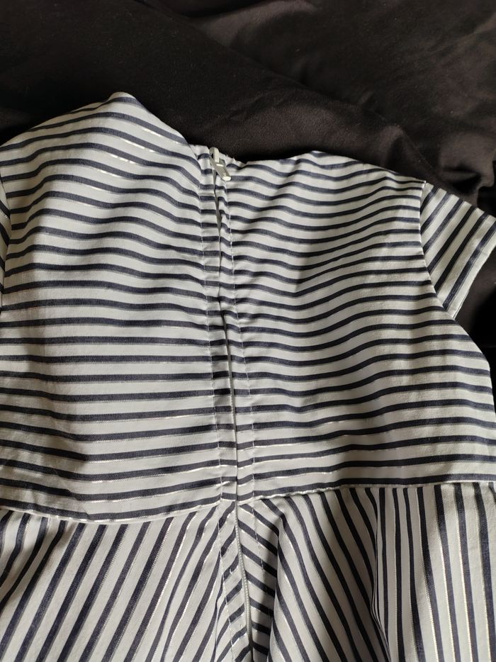 Robe chic rayée blanche, bleu et argenté - photo numéro 2