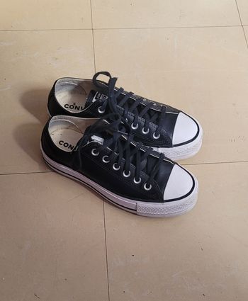 Converses basses platforme cuir noir