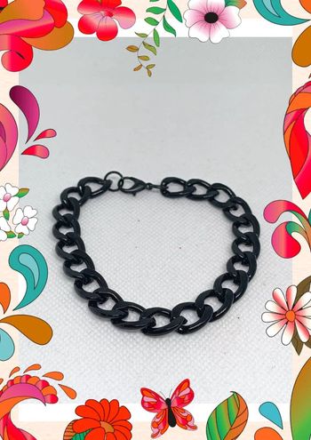 Bracelet gourmette gros maillon noir