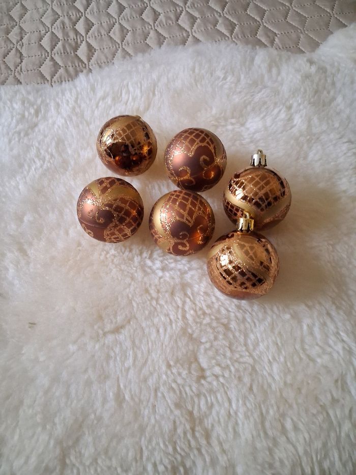 Lot de 6 boules de Noël 🎄 marron et doré - photo numéro 4