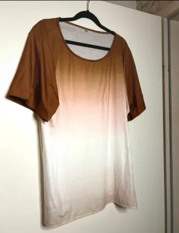 t-Shirt weiß beige braun XXL elegant Ombré Farbverlauf