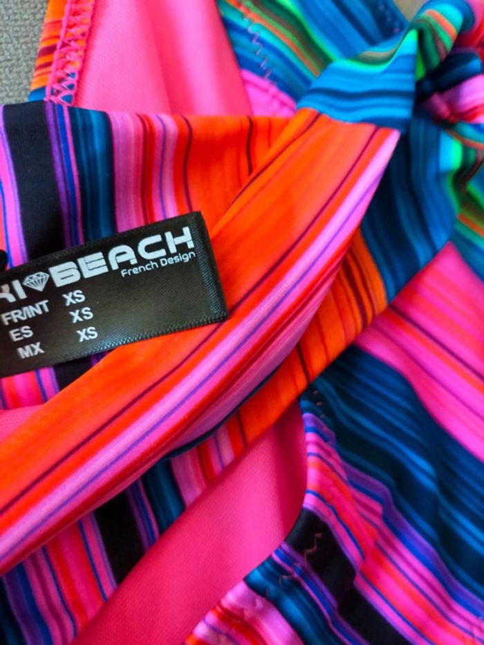 Bas de maillot rayés multicolores – Bikki Beach – Tailles XS et S - 2 exemplaires - photo numéro 3