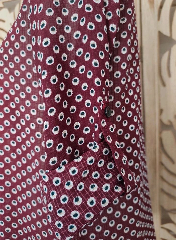 Blouse fluide bordeaux imprimé cercles - Manches 3/4 Actuelle - photo numéro 9