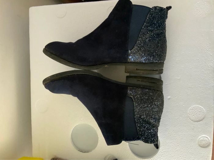 Bottines velours bleu marine - photo numéro 2