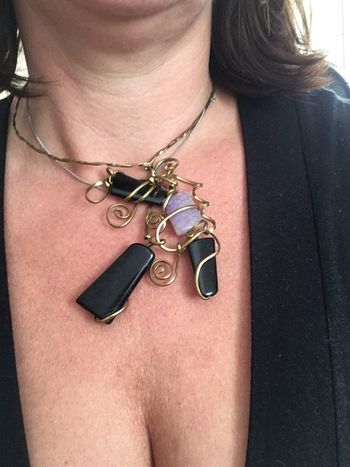 Collier de créateurs en perles de verre Steam punk disney haloween mercredi gothique