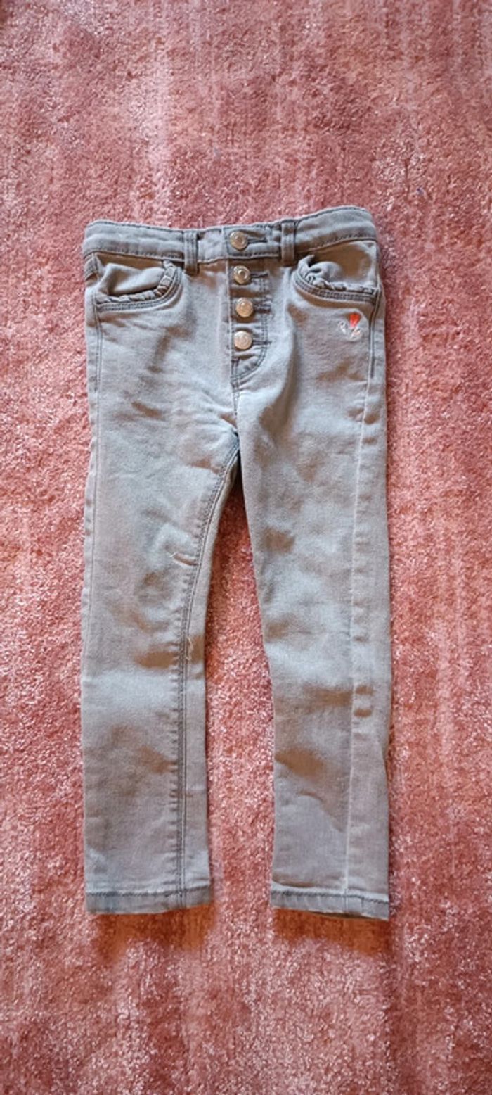 Slim taille haute gris clair fille