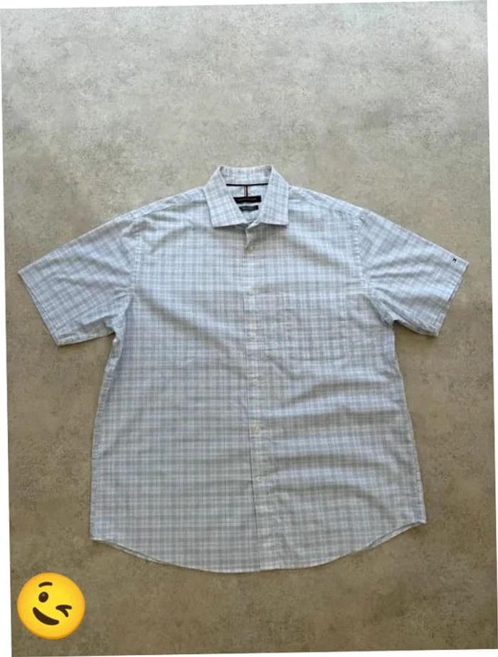 Chemise Tommy Hilfiger manche courte Taille L bleu Homme Men CHE89 - photo numéro 4