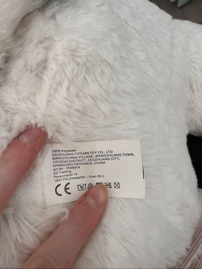 Grande peluche vache blanche, noire et rose - photo numéro 3