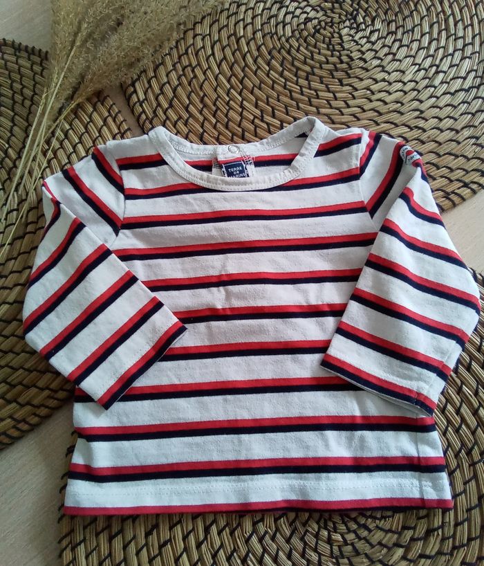 Ensemble salopette jean + tee shirt marin Terre de Marins taille 6 mois - photo numéro 7