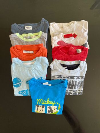 Lot 9 t-shirts manches longues 6 mois