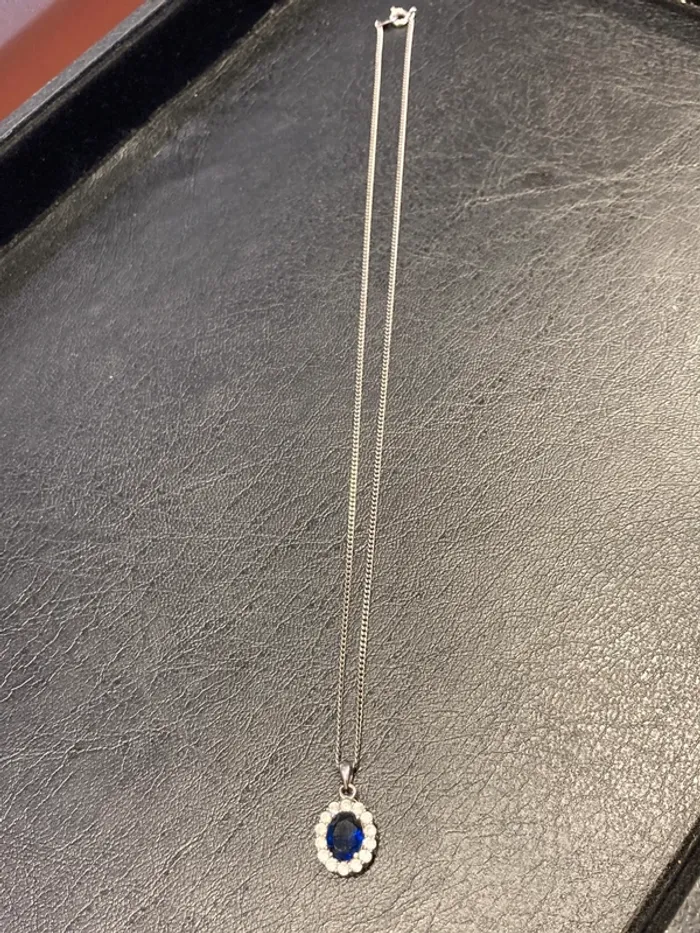 Très beau collier pendentif argent/saphir - photo numéro 5