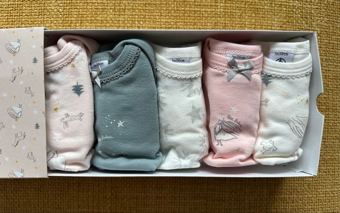 Lot de 5 bodies manches longues Petit Bateau