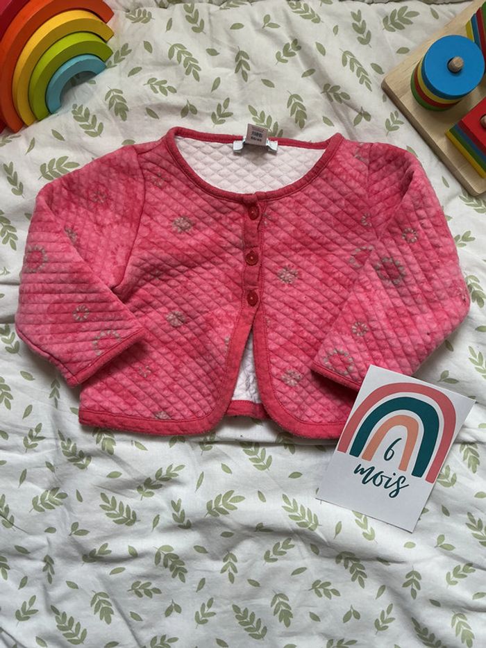 gilet rose et gris 6 mois obaibi - photo numéro 2