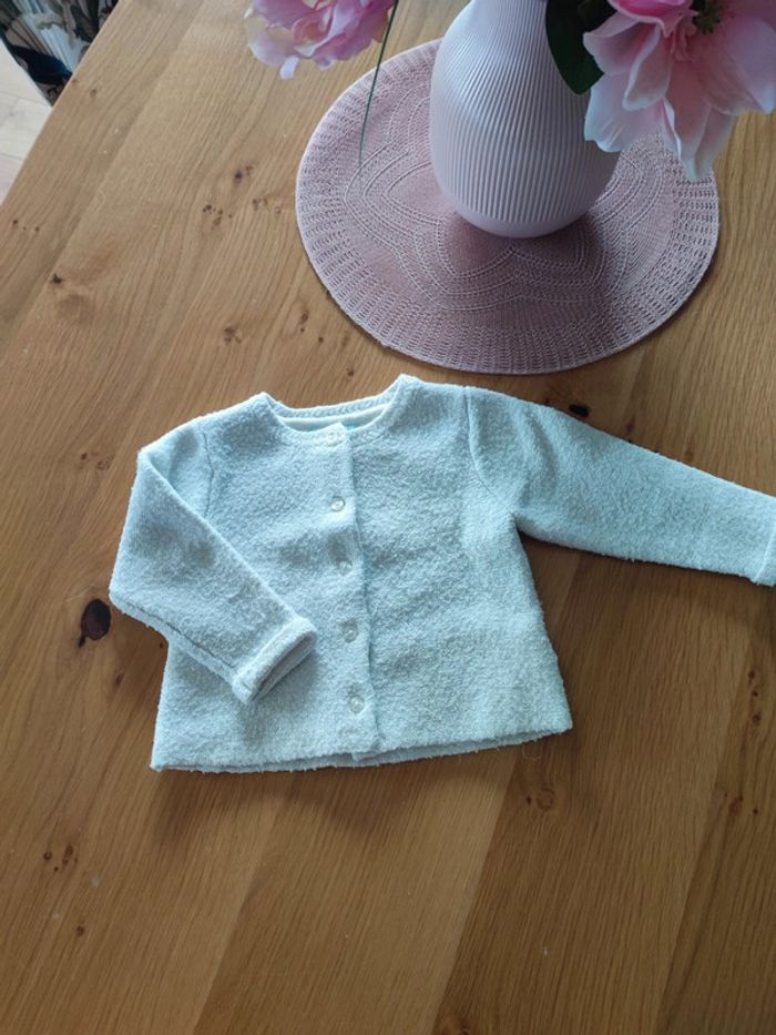 Gilet épais obaibi blanc paillette 12 mois