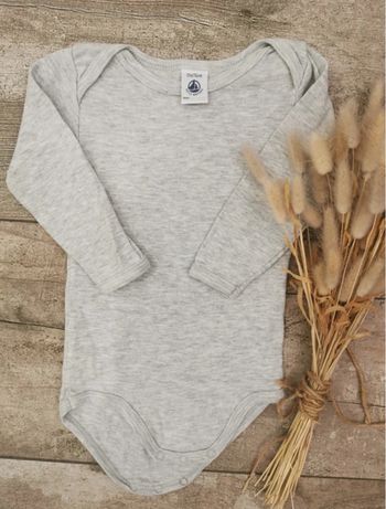 🎄Bodie manches longues Petit Bateau 12mois gris🎄