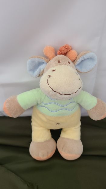 Peluche doudou girafe beige vert Nicotoy