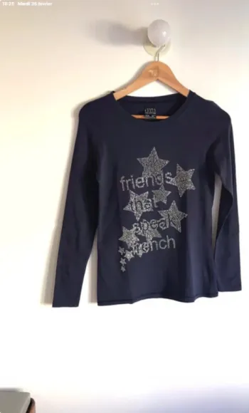 T-shirt violet Zara à strass manches longues taille 34/36