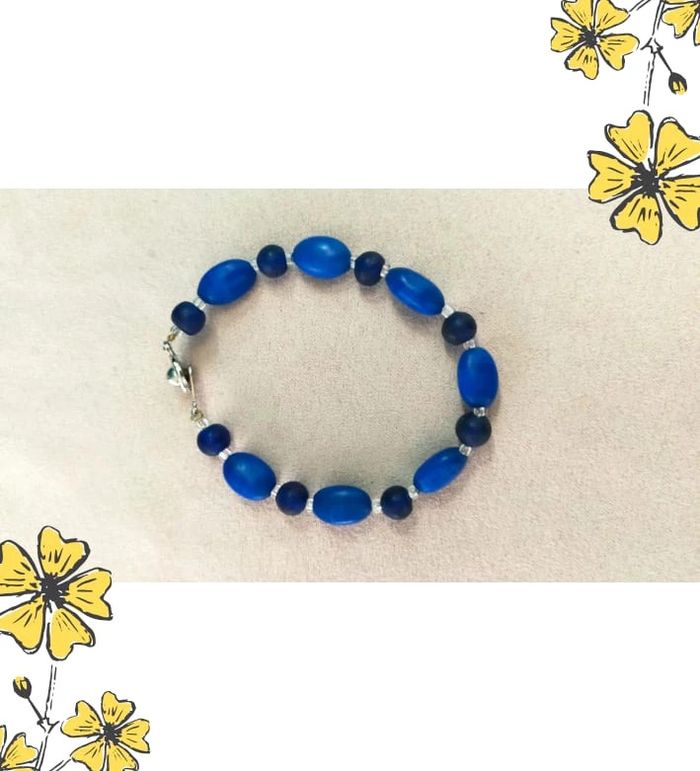 Bracelet vintage perles bleues satinées - Collection Brume Bleueatinées - photo numéro 6